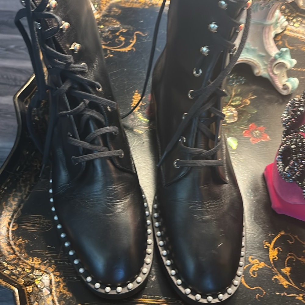 Black Studded Leather Boots 42. 11.5 US - Picture 15 of 16